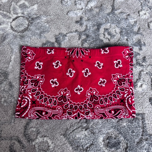 Red Bandana Bandeau Top Size Small - Picture 4 of 5